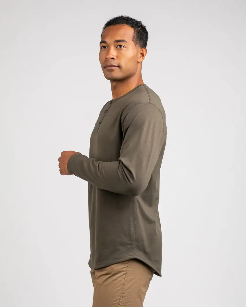 Henley Drop-Cut Long Sleeve: Bylt Signature