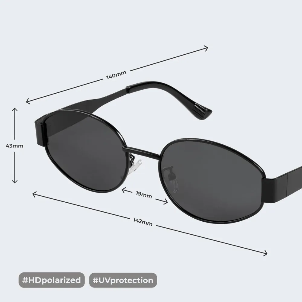 livho 2025 Trendy Oval Sunglasses - Stylish Polarized Shades for Everyday - Retro Metal Frames, Gold/Silver/Black
