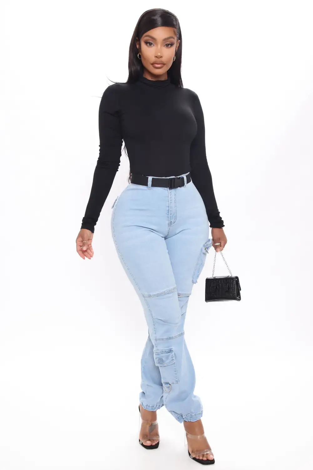 Pamela Turtle Neck Long Sleeve Bodysuit - Black