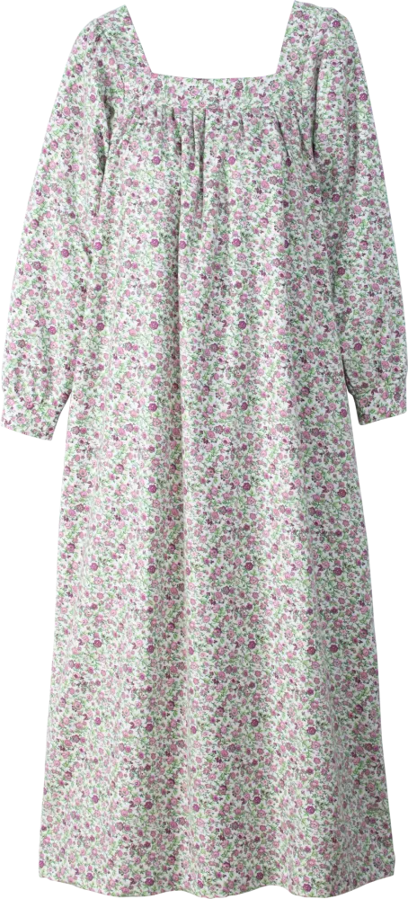 Portuguese Cotton Flannel Square-Neck Nightgown