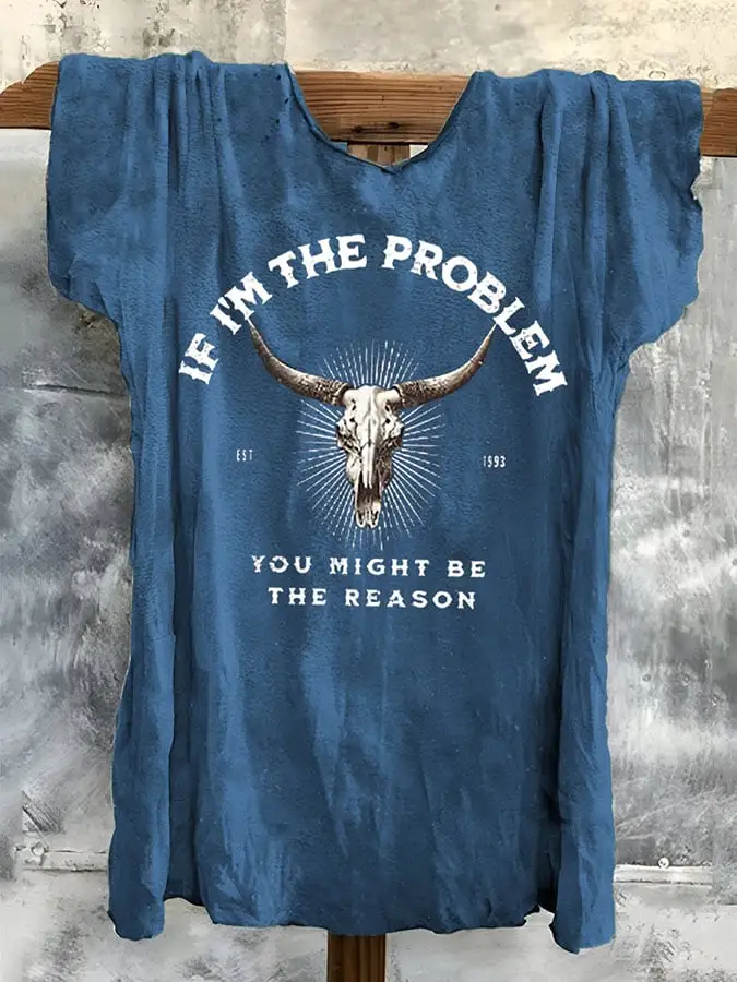 Women's If There'S A Problem, You Could Be The Reason Western Country Music Printed Short-Sleeved T-Shirt
