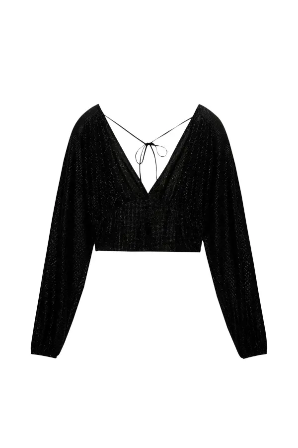 Long sleeve shiny top