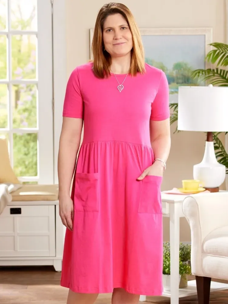 Cotton Knit Dress With Pockets