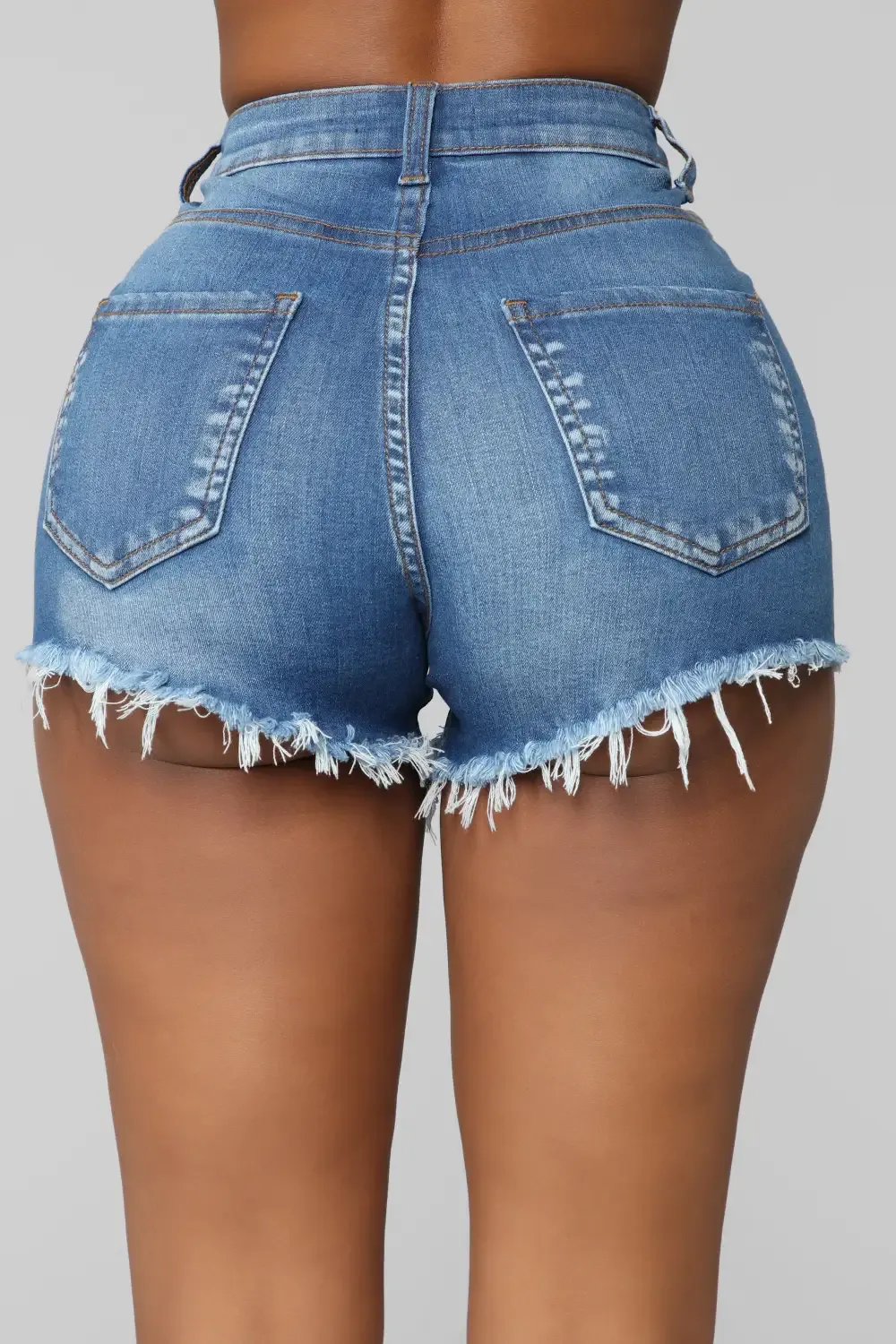 Far Out Distressed Denim Shorts - Medium Blue Wash