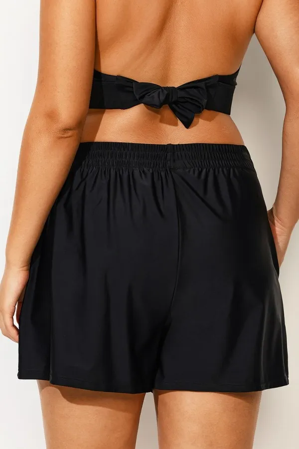 Black High Waist Sun Breeze Gauze Short