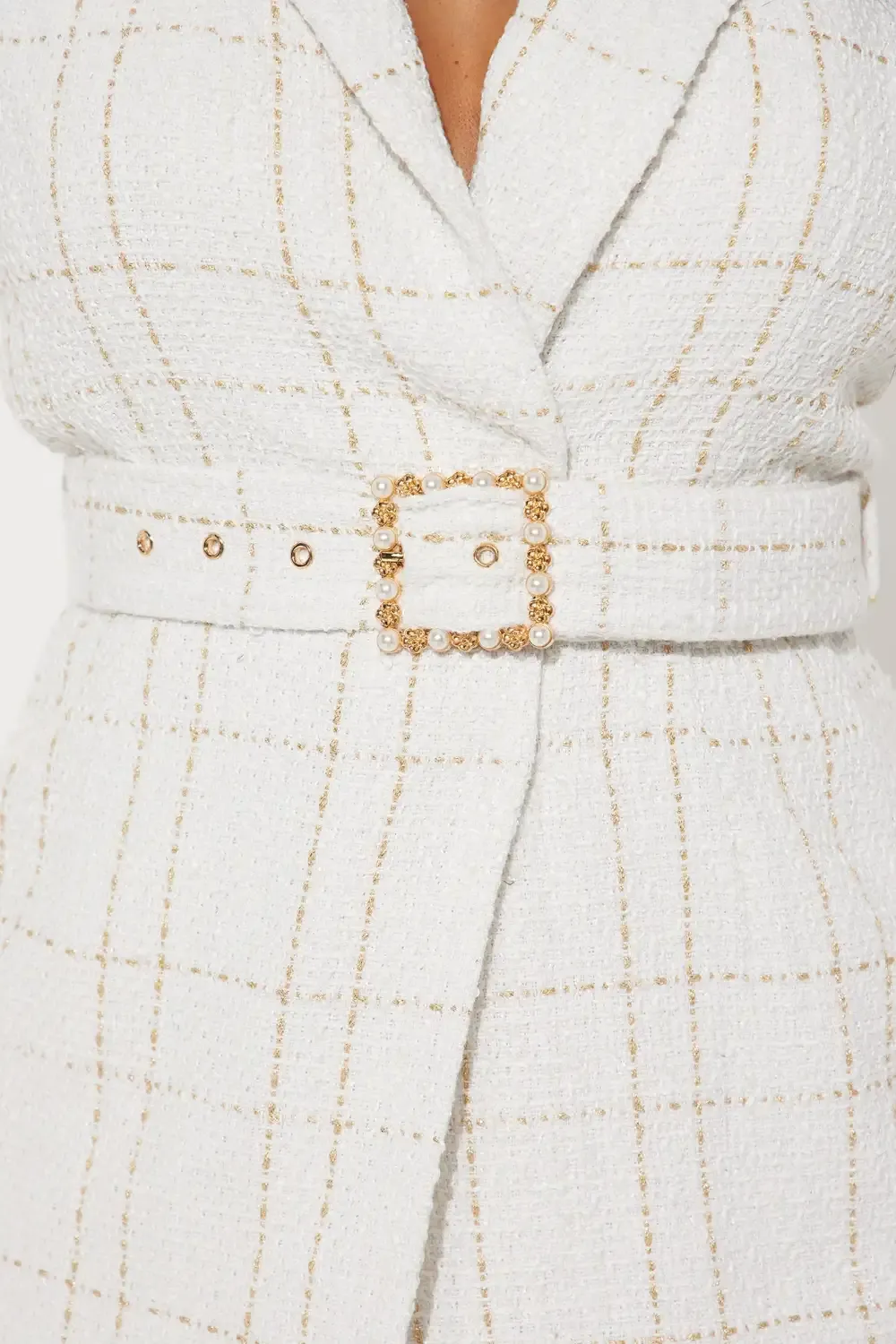 In Control Tweed Pant Set - White