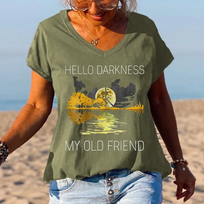 Moonlight Landscape Hello Darkness My Old Friend Graphic Tees