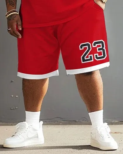 Men'S Big & Tall Basketball Print No. 23 T-Shirt Shorts Set