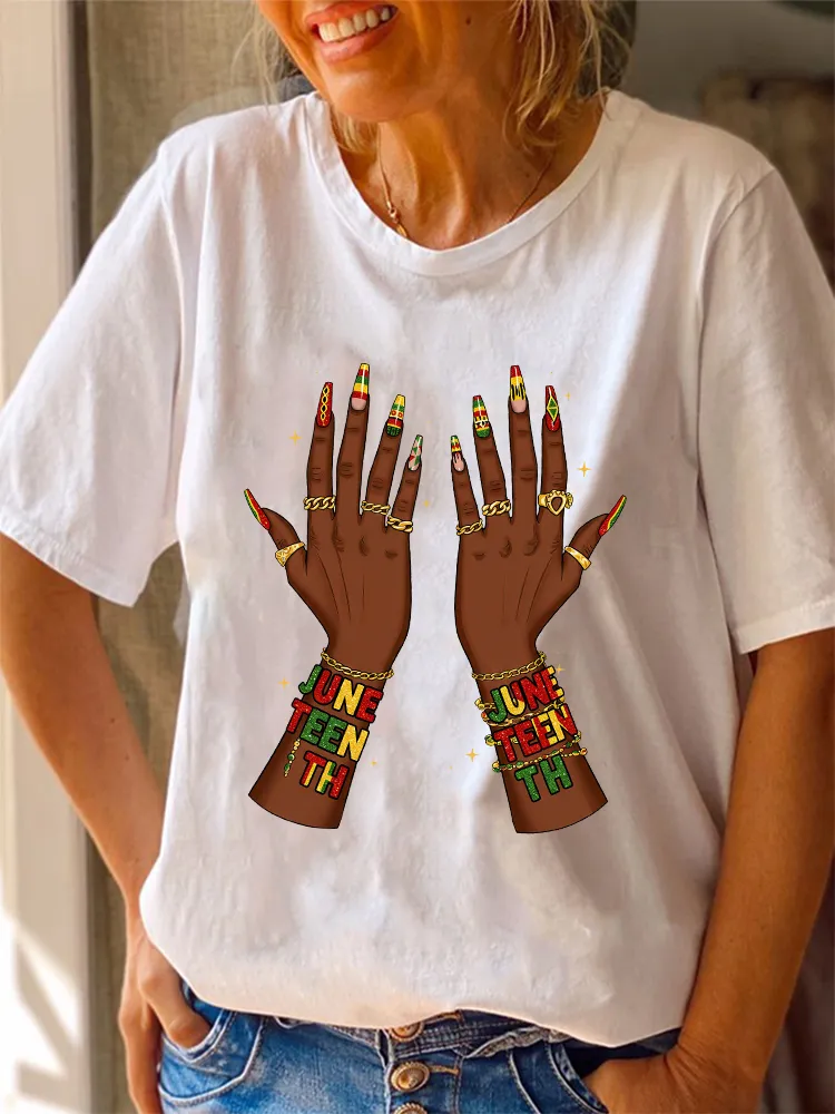Women'S Juenteenth Round-Neck Short-Sleeved T-Shirt