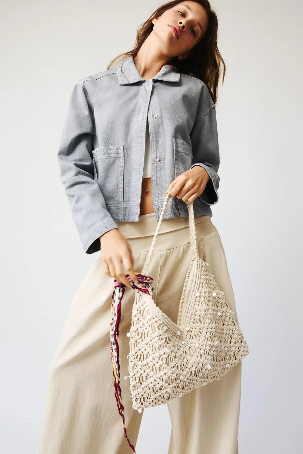 Bolso shopper crochet lentejuelas