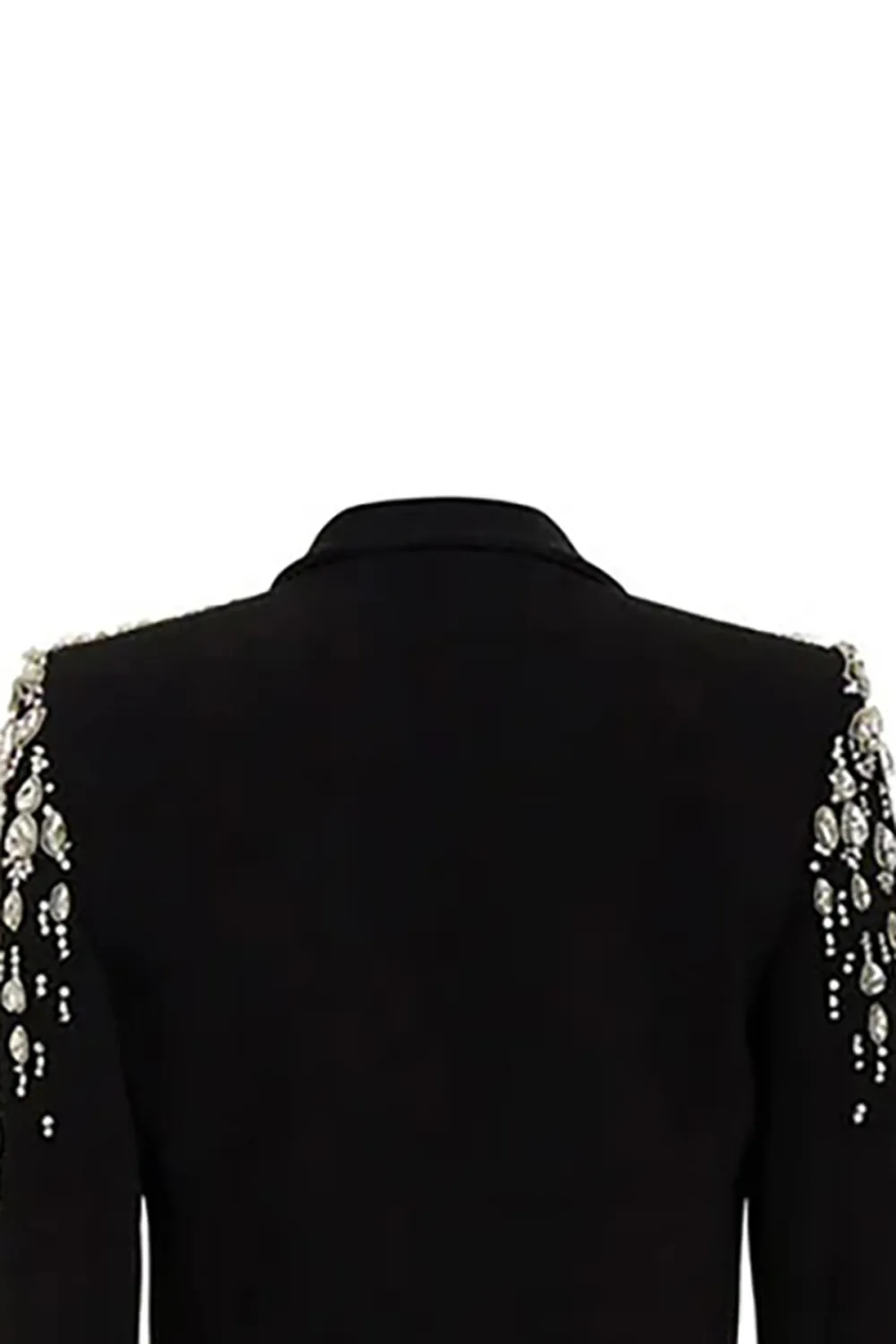 Luxury Lapel Long Sleeve Cinch Waist Double Breasted Crystal Party Blazer