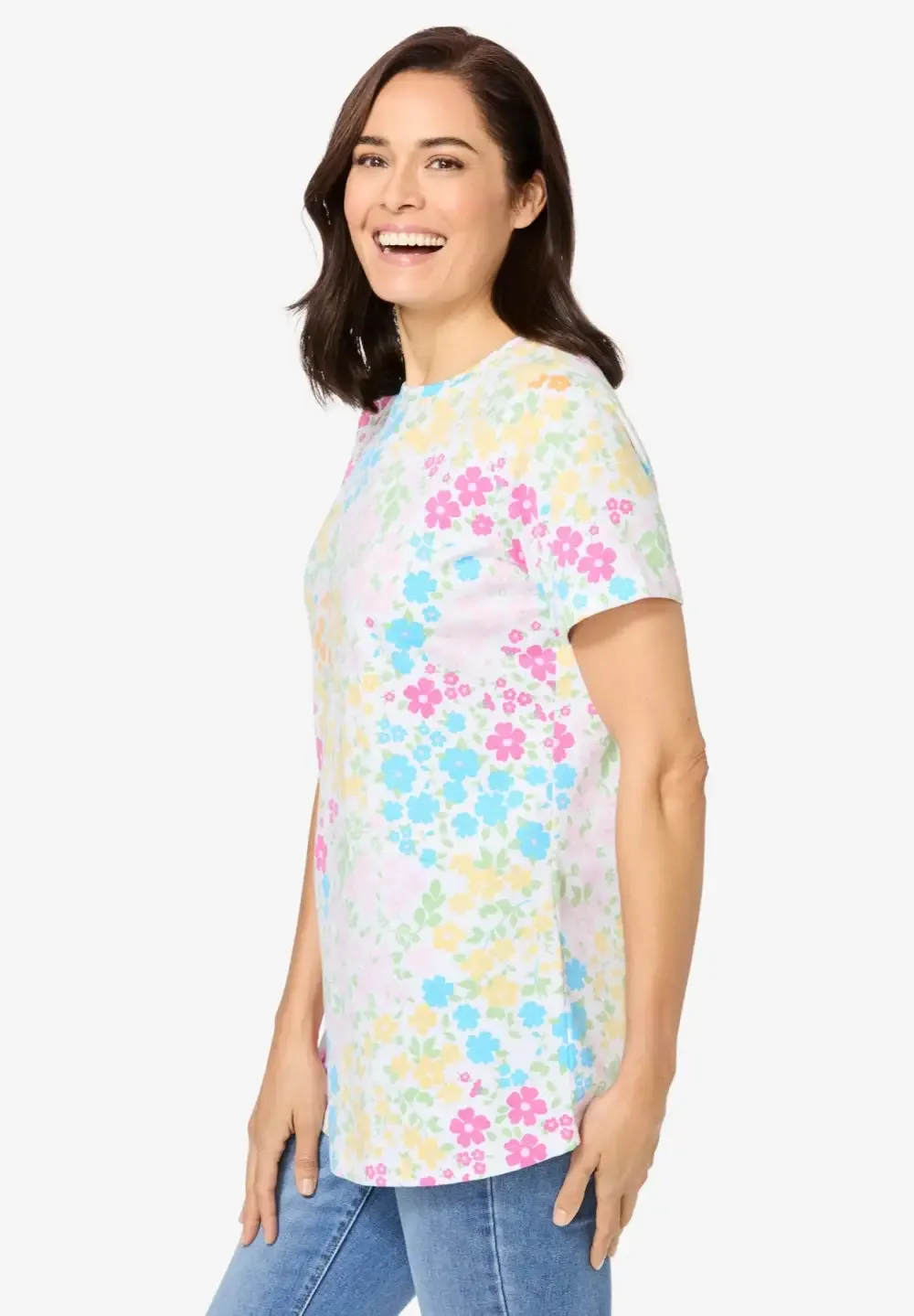 Perfect Printed Short-Sleeve Crewneck Tee