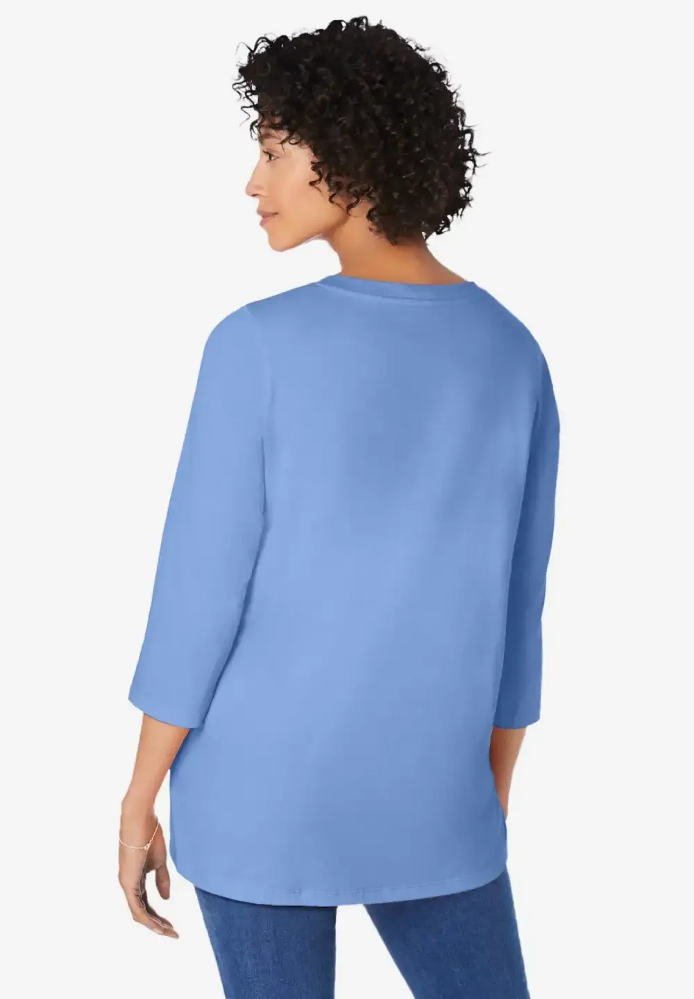Perfect Three-Quarter Sleeve V-Neck Tunic