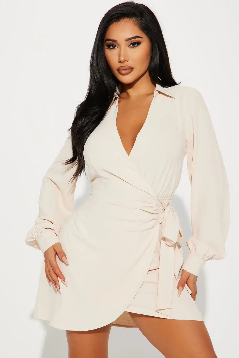 Willow Wrap Mini Dress - Oatmeal