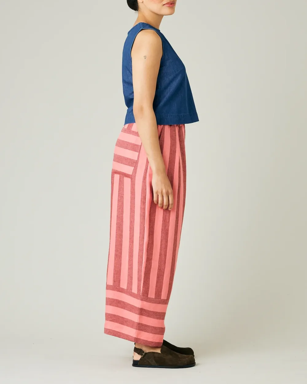 BLUSH STRIPE LINEN TROUSERS