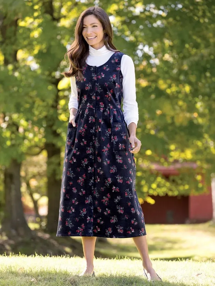 Button-Front Cotton Corduroy Jumper