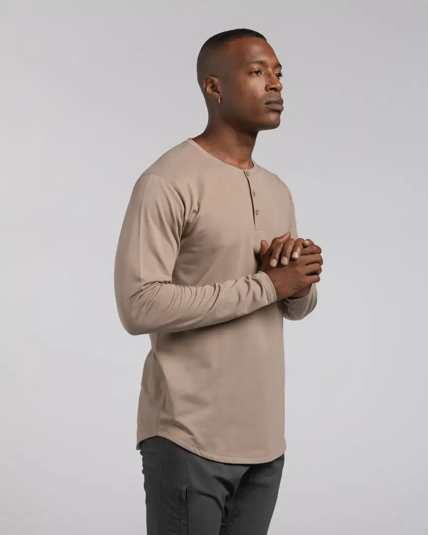 Henley Drop-Cut Long Sleeve: Lux
