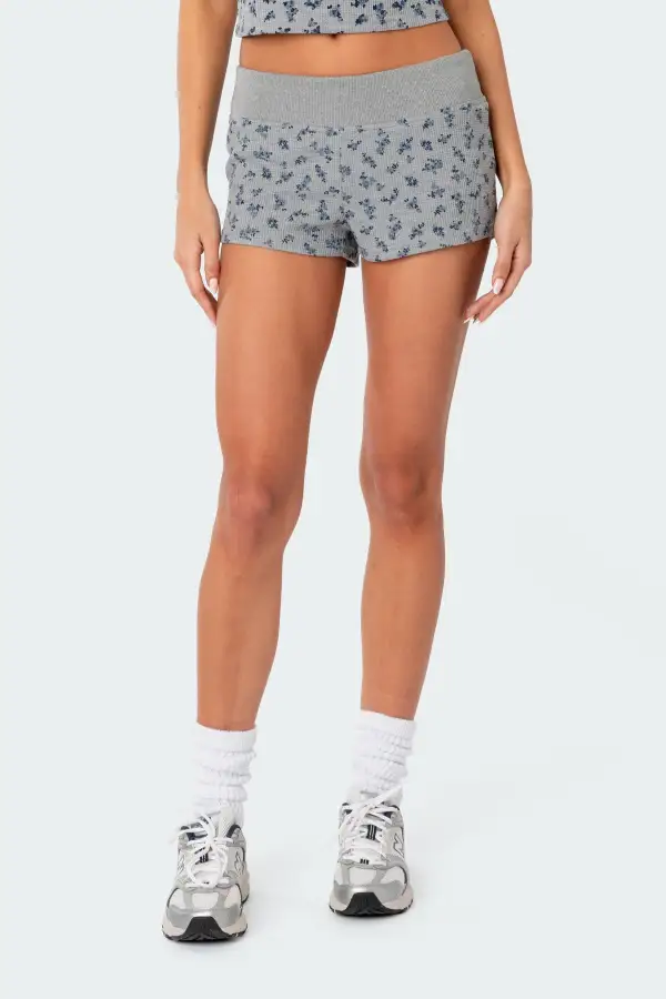 Wildflower Waffle Low Rise Micro Shorts