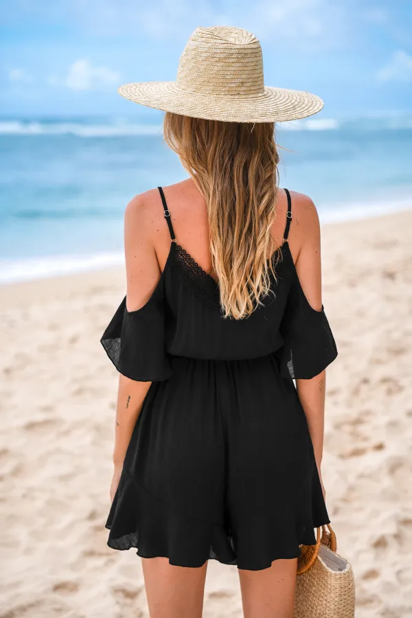 Moonlit Lace Black Romper