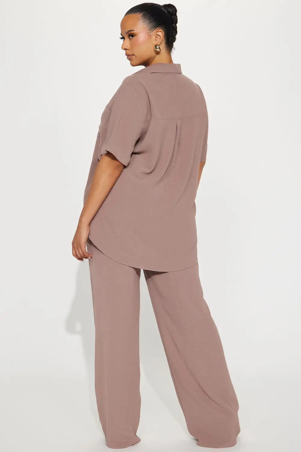 Makenzie Short Sleeve Pant Set - Mocha