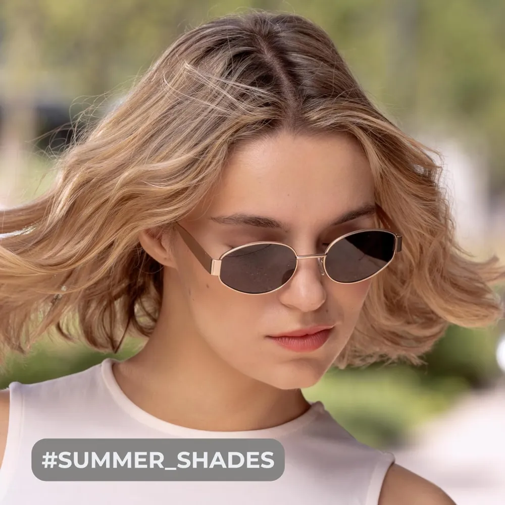 livho 2025 Trendy Oval Sunglasses - Stylish Polarized Shades for Everyday - Retro Metal Frames, Gold/Silver/Black