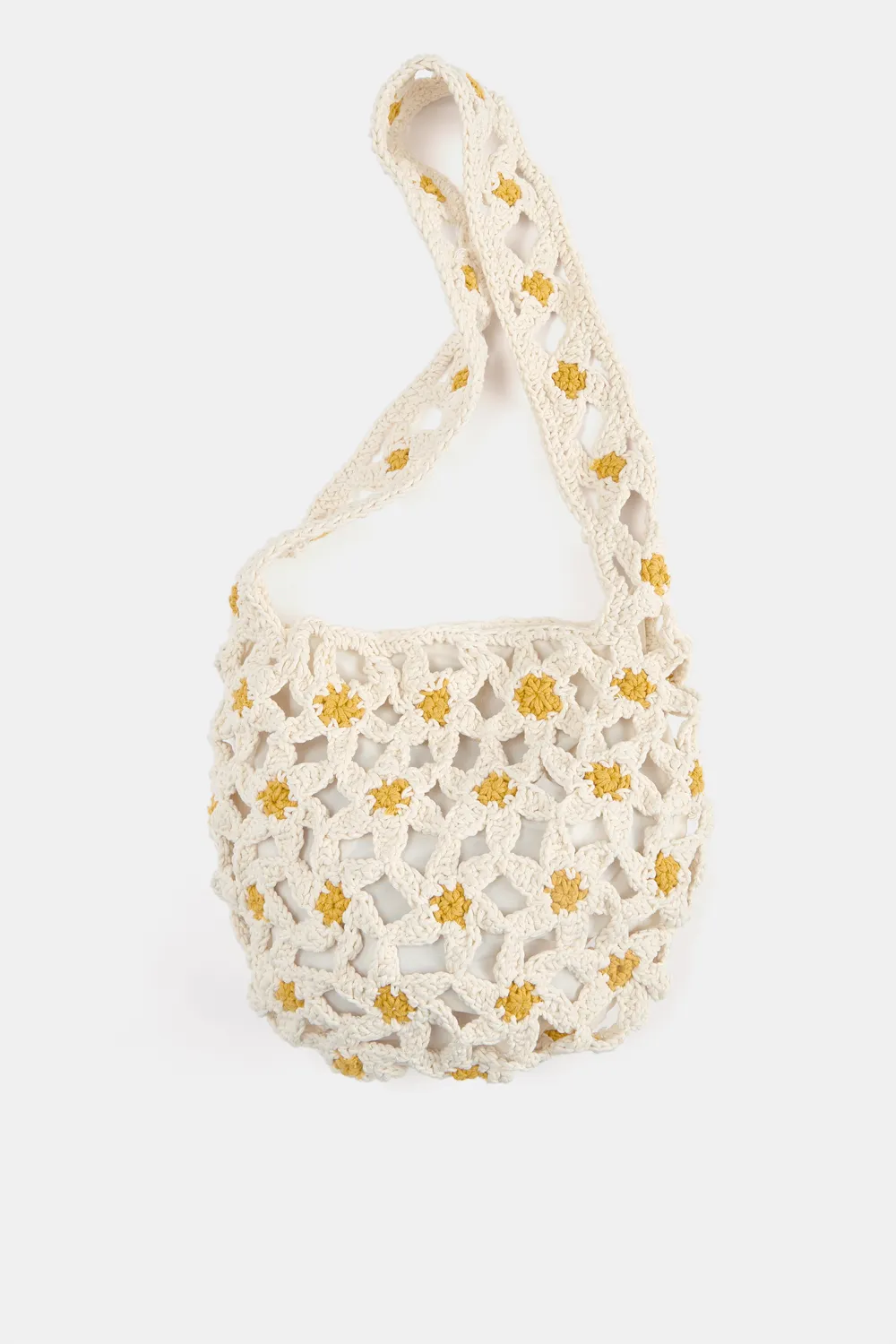 Bolso shopper crochet flores