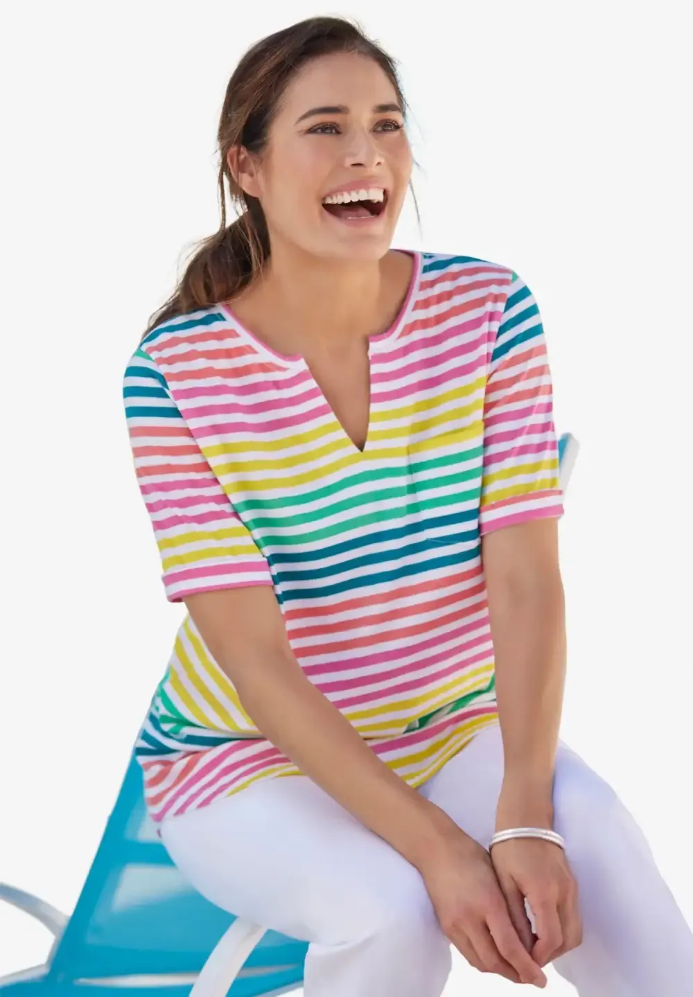 Short-Sleeve Notch-Neck Tee