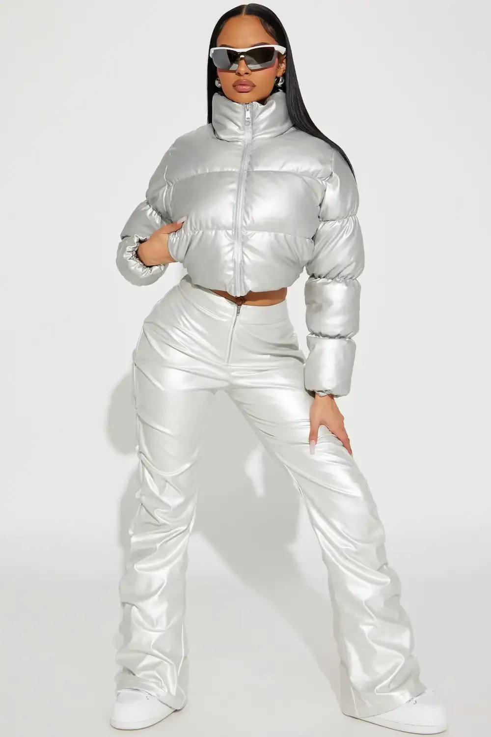 One And Only Quilted Puffer Jacket - Silver