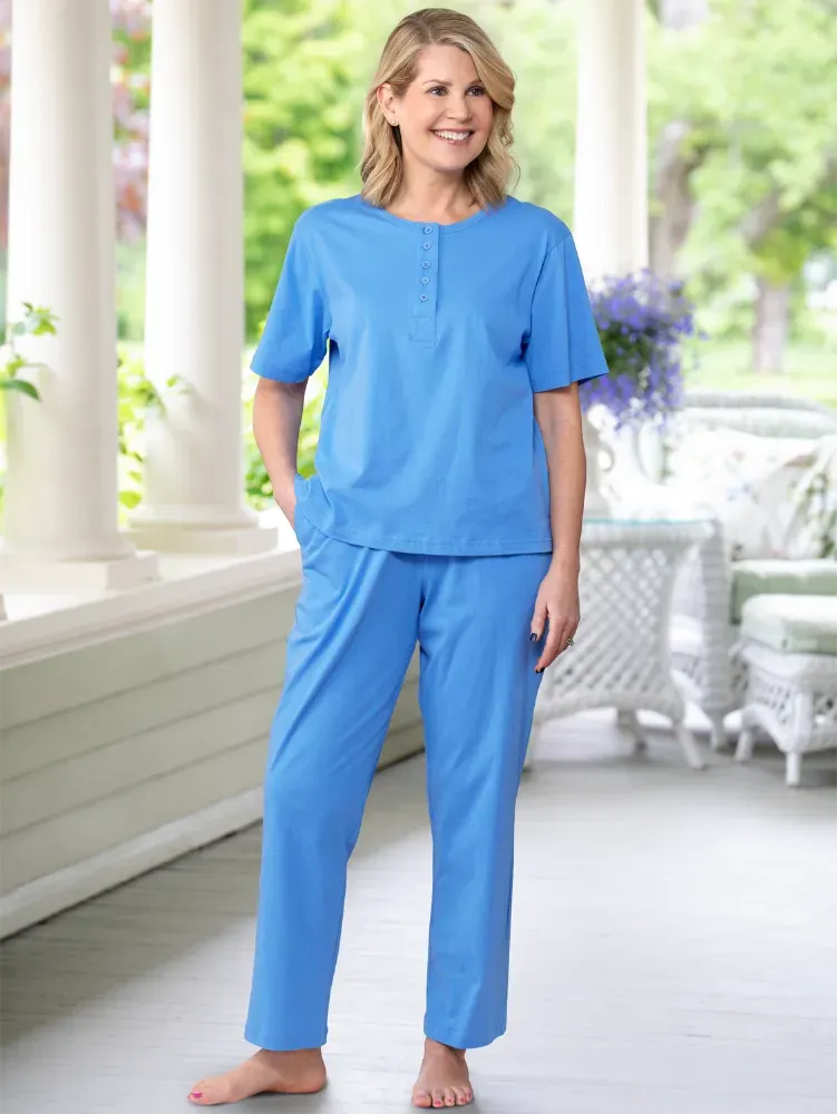 Women's Comfort Knit Solid Color Cotton Pajama Pants