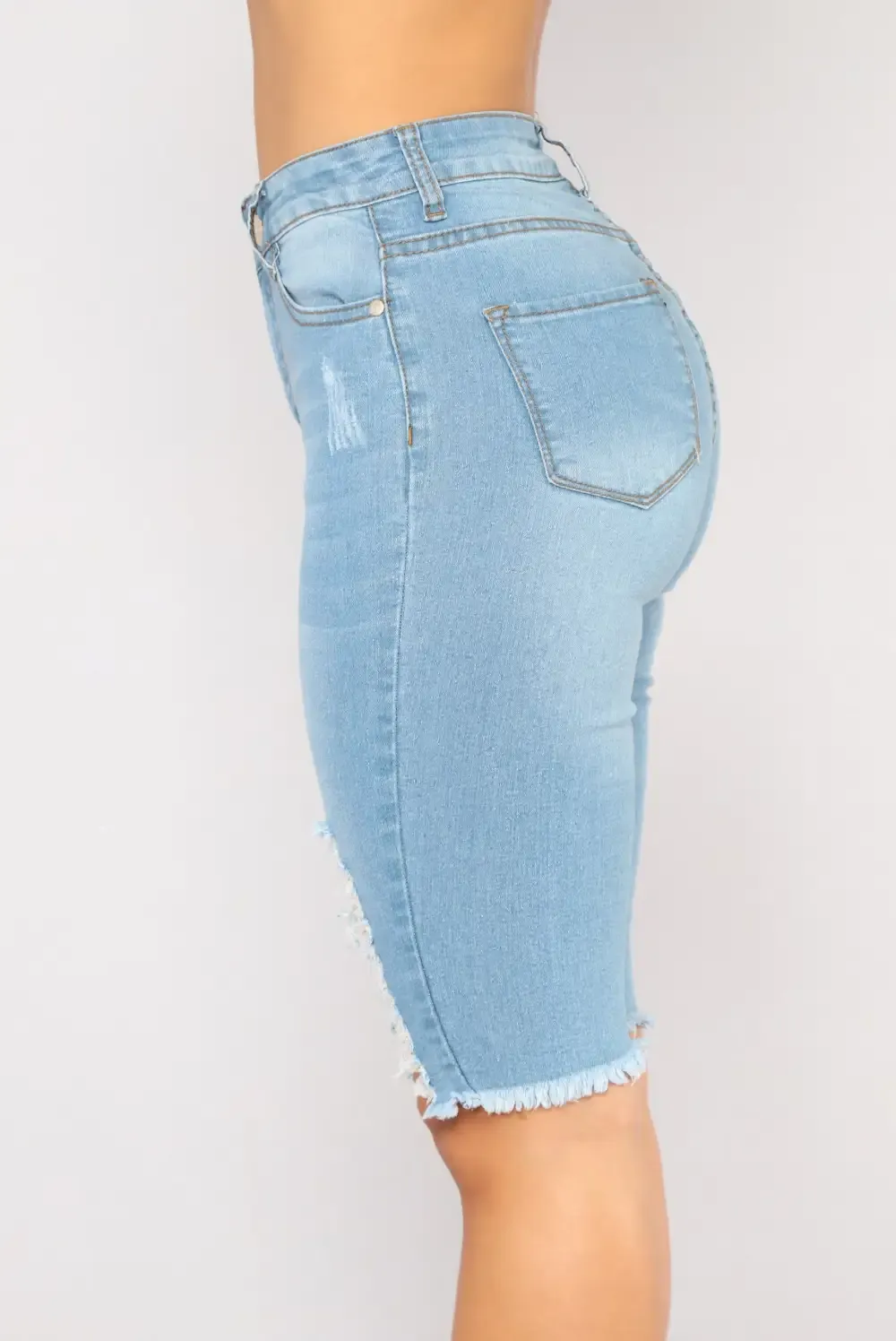 Kassidy Distressed Bermuda Shorts - Light Wash
