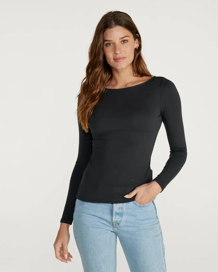Drift Fitted Boat Neck Long Sleeve