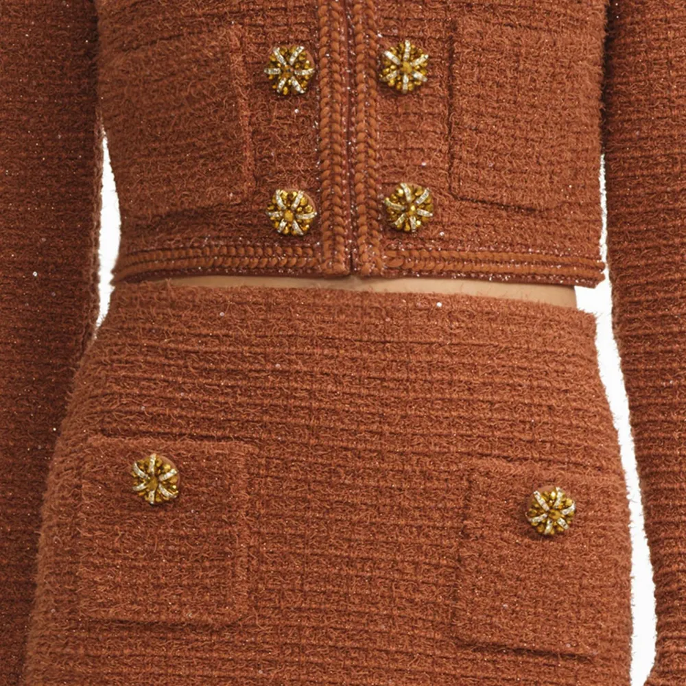 Brown Textured Knit Jacket