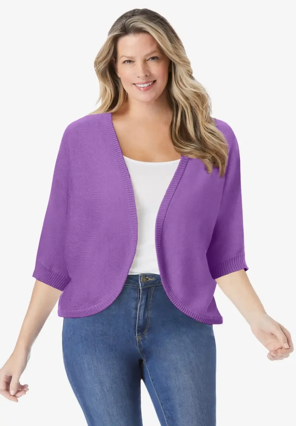 Rib Trim Cardigan Shrug