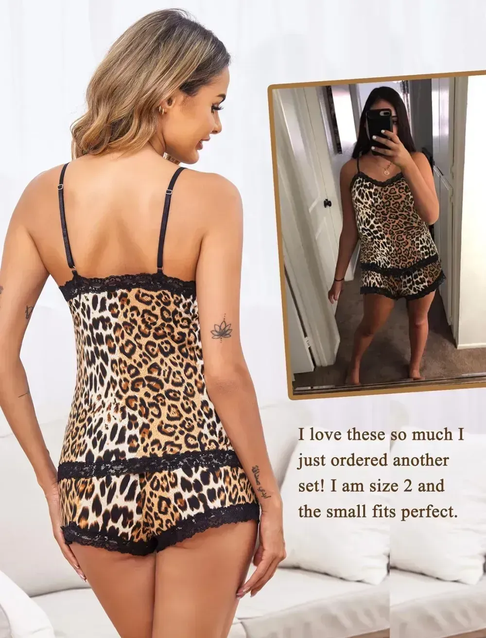 Women Cami Pajama Set Modal Sleepwear Lace Trim Short PJ Set with Shorts