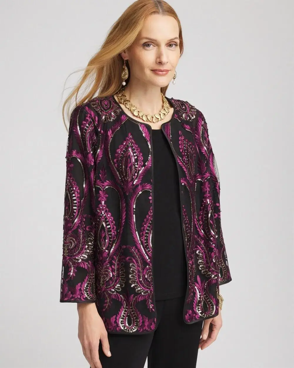 TravelersTM Collection Mesh Embroidered Jacket