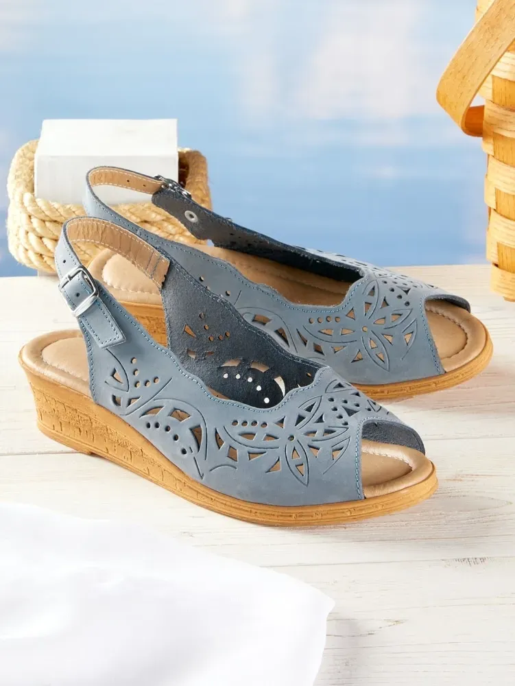 Women's Leather Cutwork Slingbacks