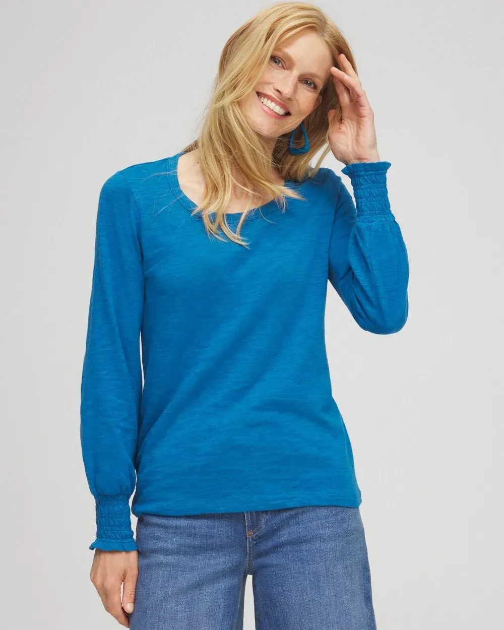 Smocked Long Sleeve Tee