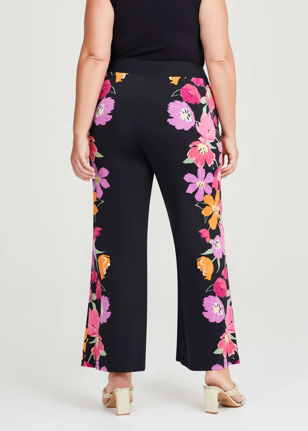 Floral Border Wide Leg Pant