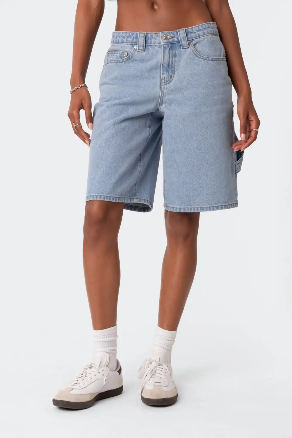 Low Rise Bermuda Denim Carpenter Shorts