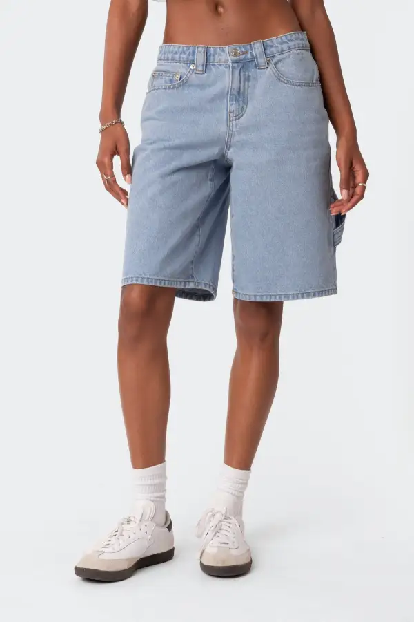 Low Rise Bermuda Denim Carpenter Shorts