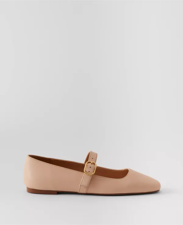 Buckle Mary Jane Leather Flats