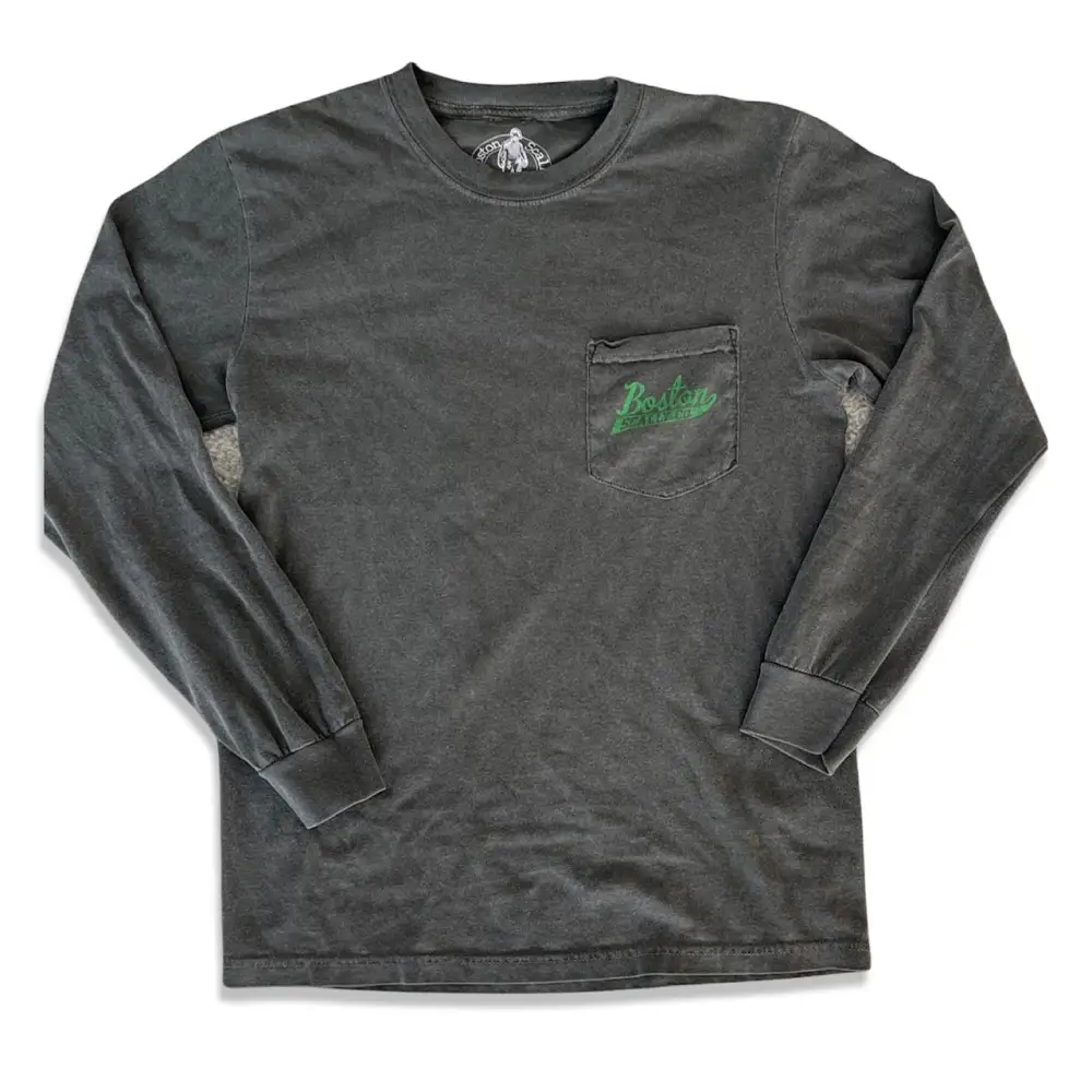 Boston Scally The Irish Rose Long Sleeve Pocket Tee T-Shirt - Vintage Black