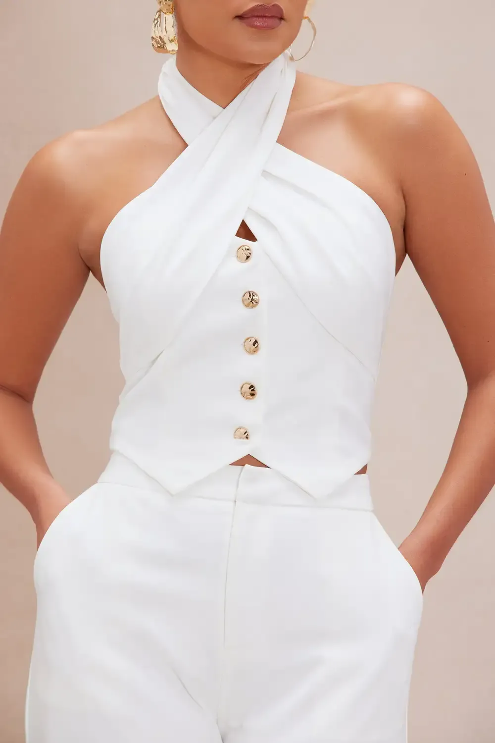 Clarice Wide Leg Pant Set - White/combo