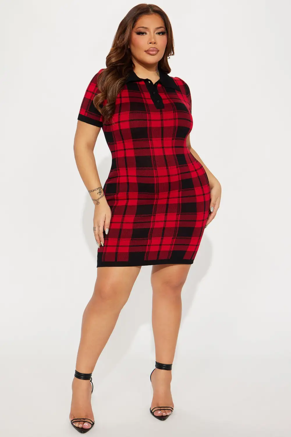 Riley Sweater Mini Dress - Red/combo