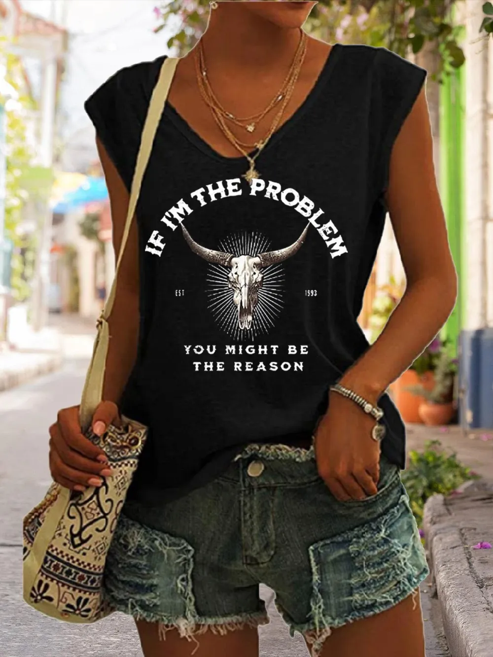 Women's   If I'm The Problem You Might Be The Reason Est1993 Printed T-shirt