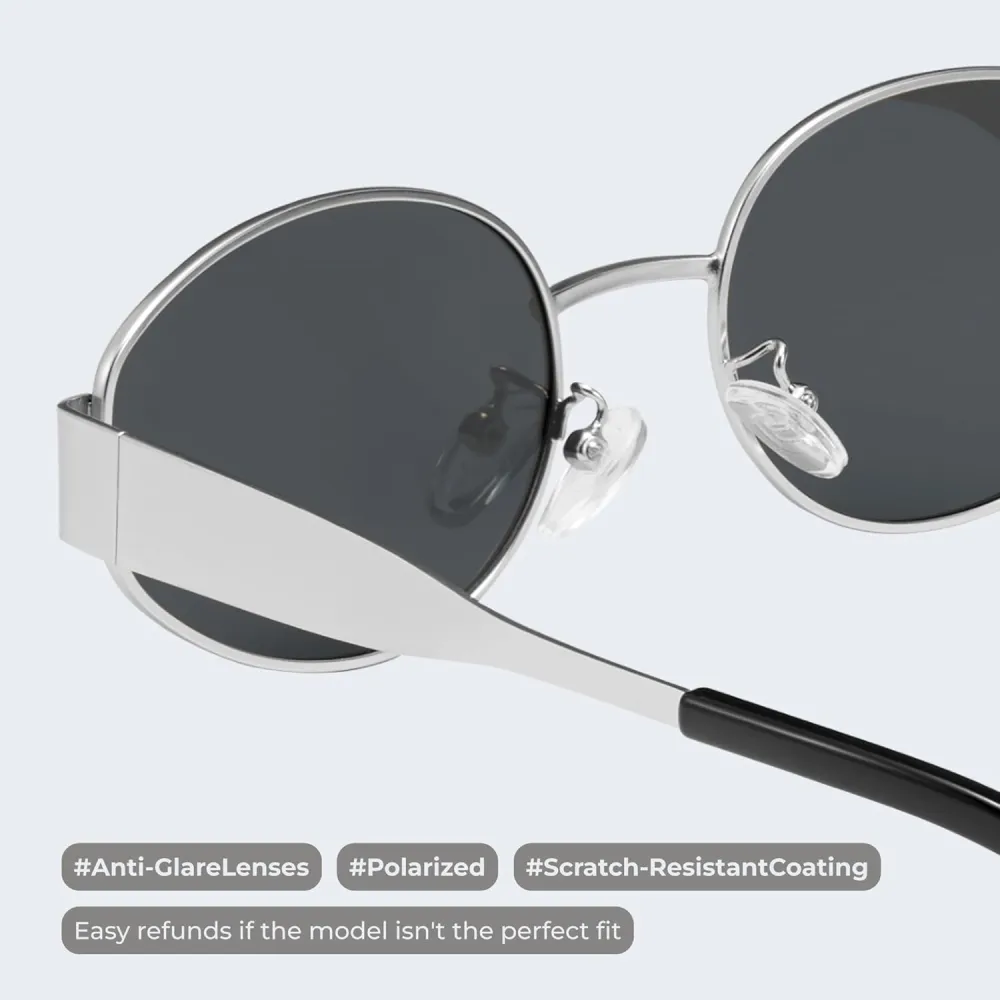 livho 2025 Trendy Oval Sunglasses - Stylish Polarized Shades for Everyday - Retro Metal Frames, Gold/Silver/Black
