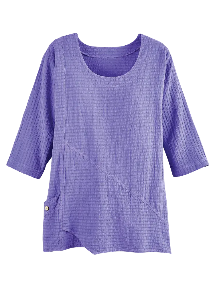 Crinkle Cotton 3/4 Sleeve Tunic Top