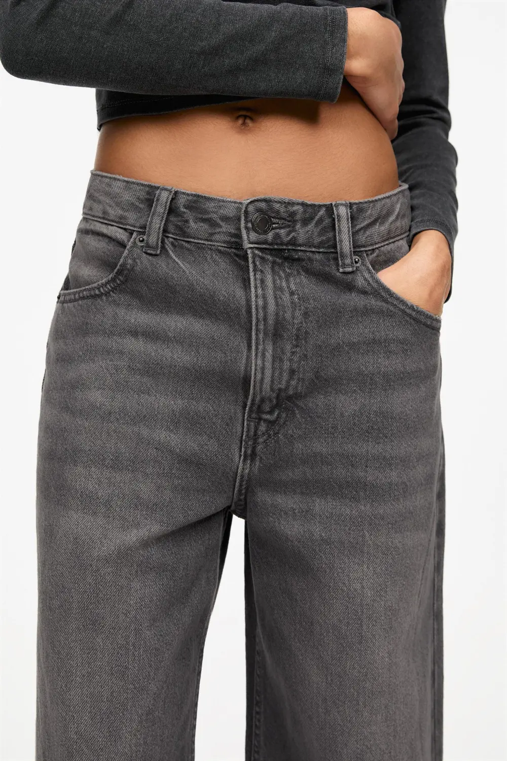 Jeans wide leg tiro alto