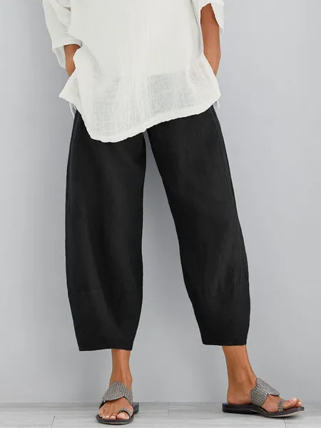Casual Solid Color Women's 7-point Pants