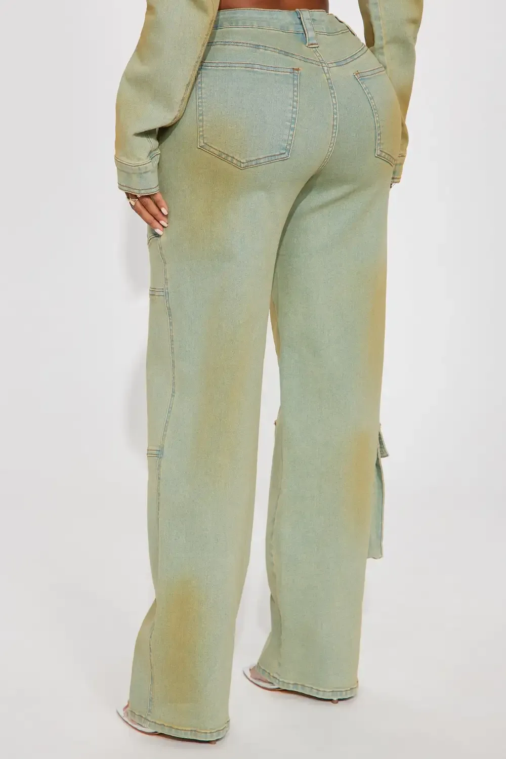 Tatiana Tinted Wide Leg Utility Jeans - Light Wash